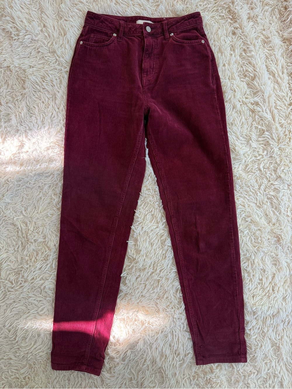 BDG High Rise Mom Corduroy Pants Burgundy Size 26 100% Cotton Urban Outfitters